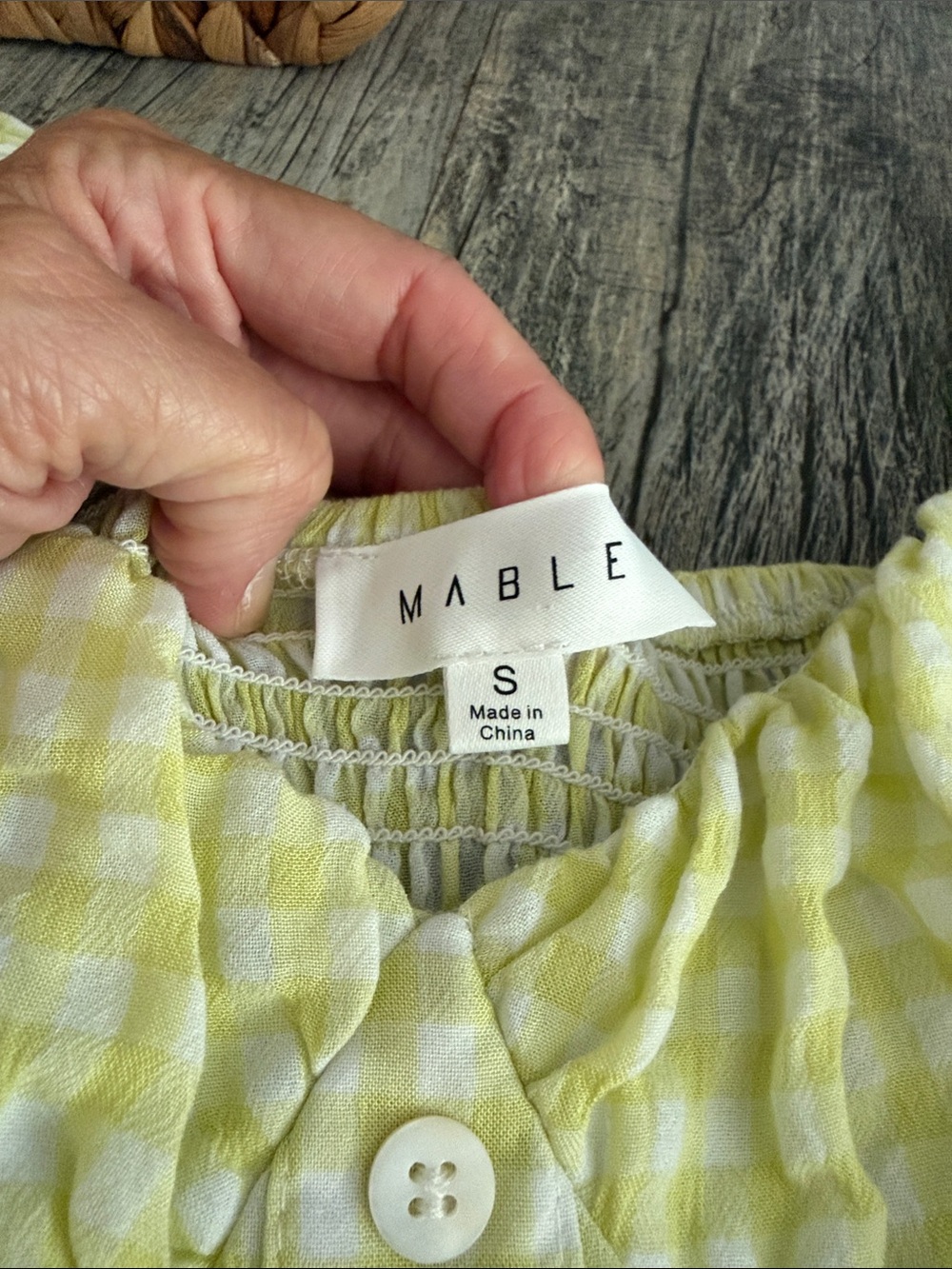 MARBLE Yellow Gingham Button-Front Top - Picture 2 of 2